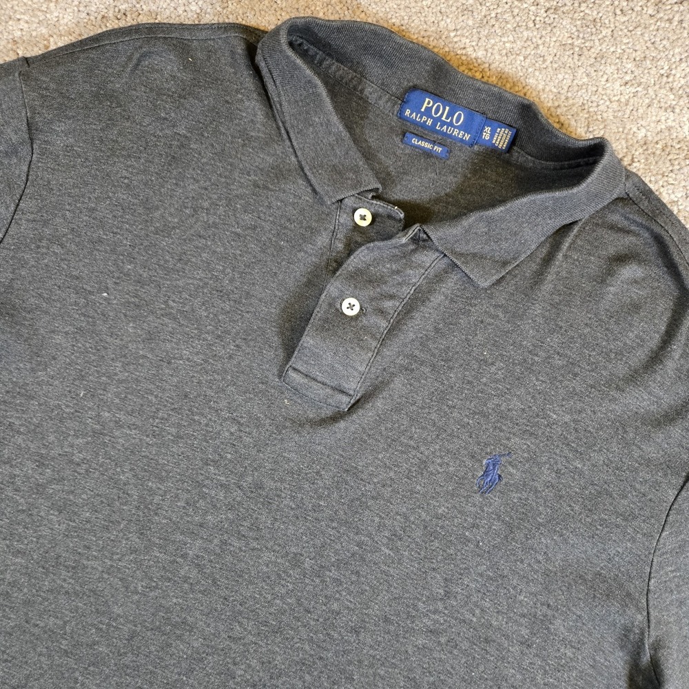 Polo‎ Ralph Lauren Short Sleeve Polo Shirt Mens XL Gray Golf Polo Pony Logo